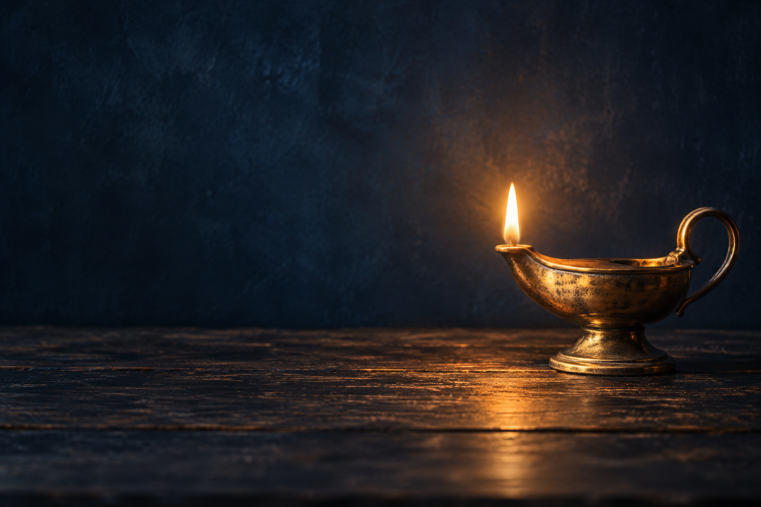 A lit oil lamp representing attentive, whole-life readiness